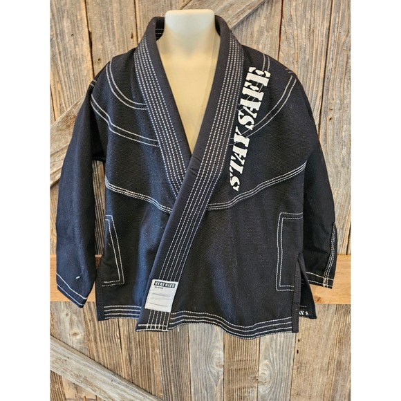 Ju jitsu gI size m00 (6-7) children's krav maga uniform rip stop EUC black ^ - Picture 2 of 8